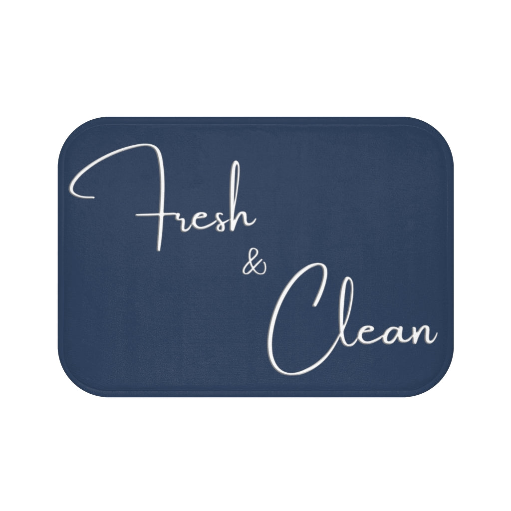 Fresh & Clean White on Blue Background Inspirational Affirmations  - Bathroom Non-Slip Mat 2 Sizes