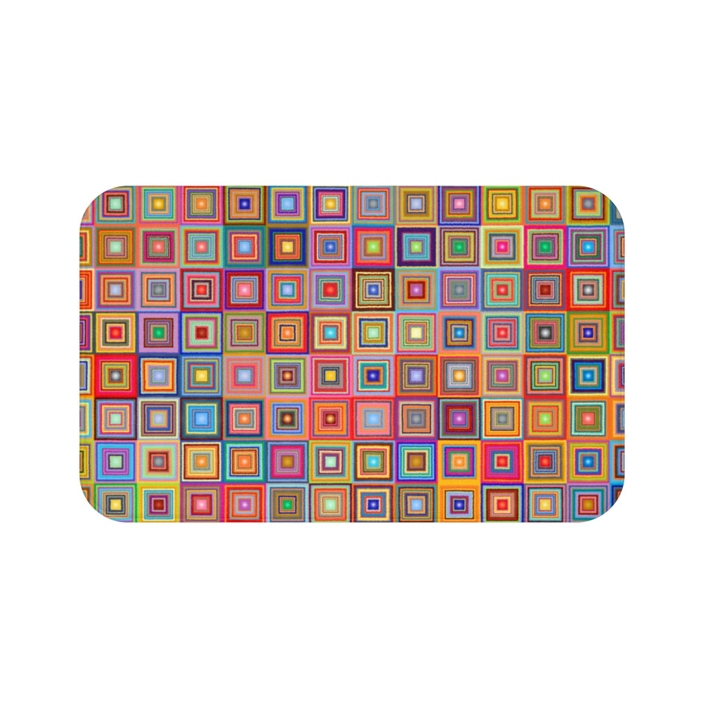 Rainbow Square Crazy Multicolored  - Bathroom Non-Slip Mat 2 Sizes