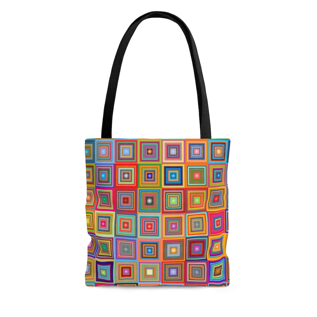 Rainbow Multicolored Squares - Canvas Tote 3 Sizes