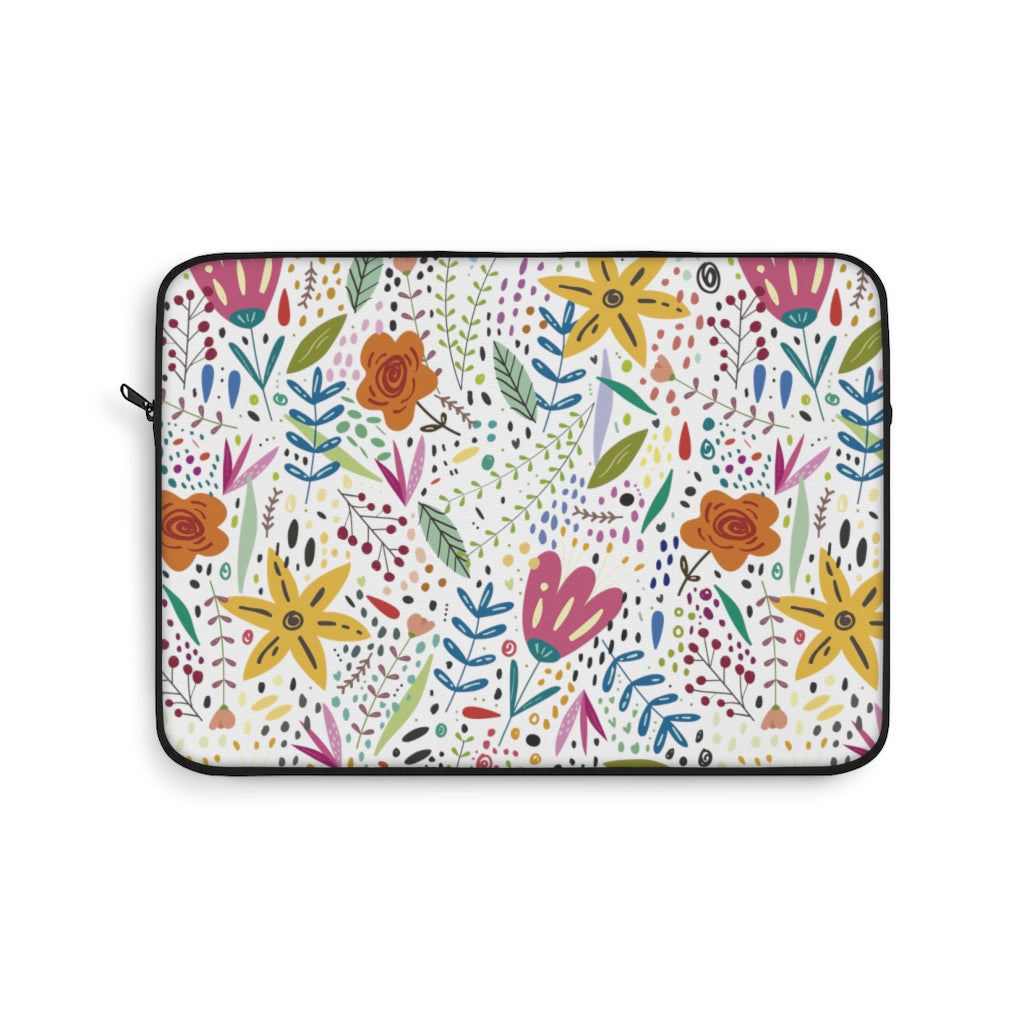 Springtime Splendor: Hand-Drawn Flowers Bursting with Vibrant Colors Design - Laptop or Ipad Protective Sleeve 3 Sizes