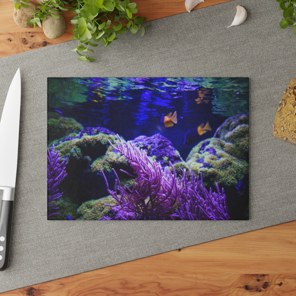 Purple Under the Sea Majestic Beauty - Glass Cutting Board  8" x 11" and 11" x 15"