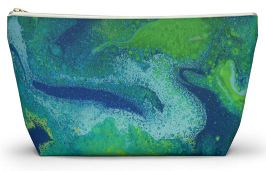 Oceanic Whirl: Blue and Green Abstract Swirls  - Makeup & Accessory Bag 2 Sizes