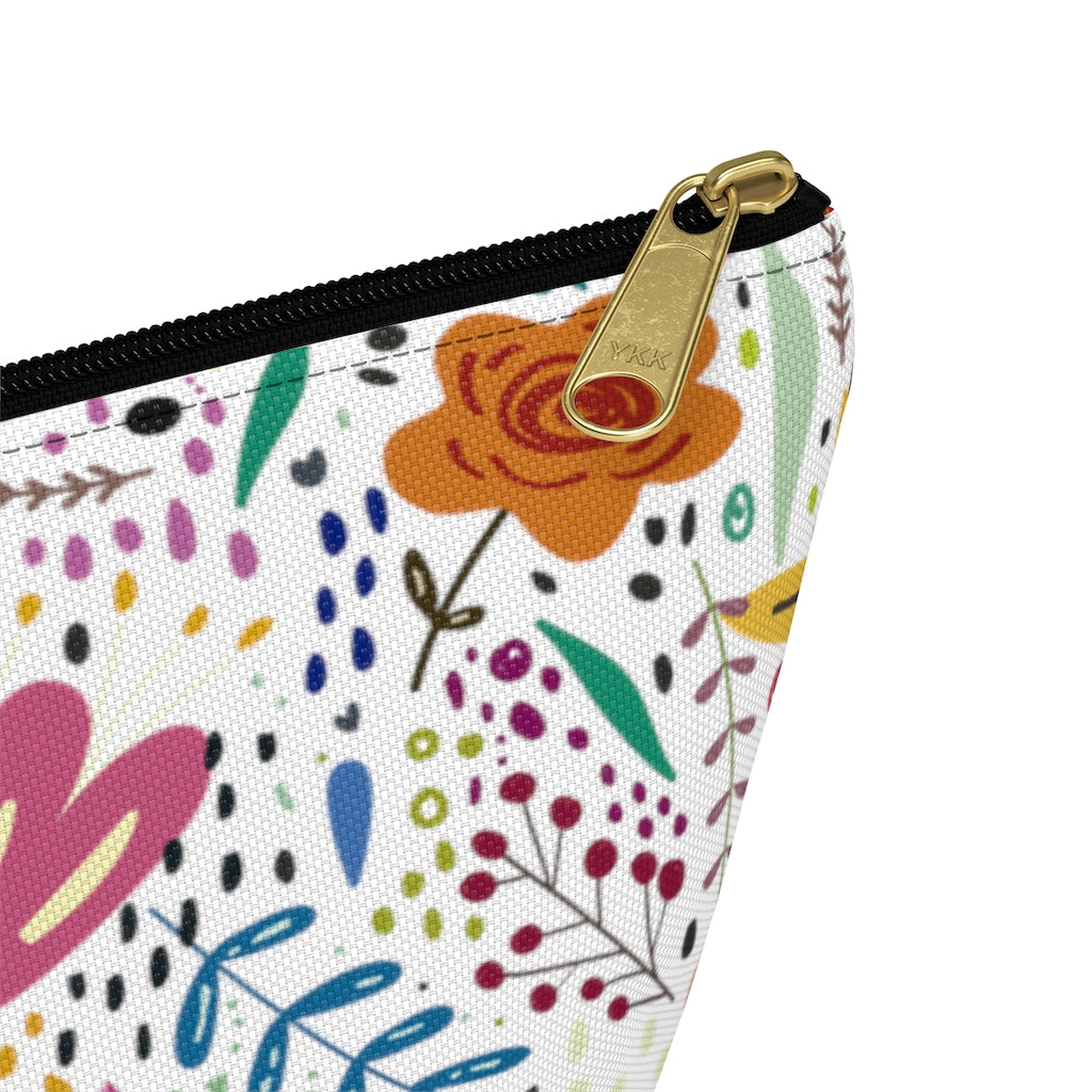 Springtime Splendor: Hand-Drawn Flowers Bursting with Vibrant Colors Design  - Makeup & Accessory Bag 2 Sizes