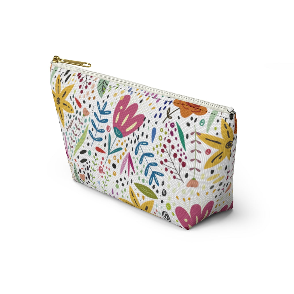 Springtime Splendor: Hand-Drawn Flowers Bursting with Vibrant Colors Design  - Makeup & Accessory Bag 2 Sizes