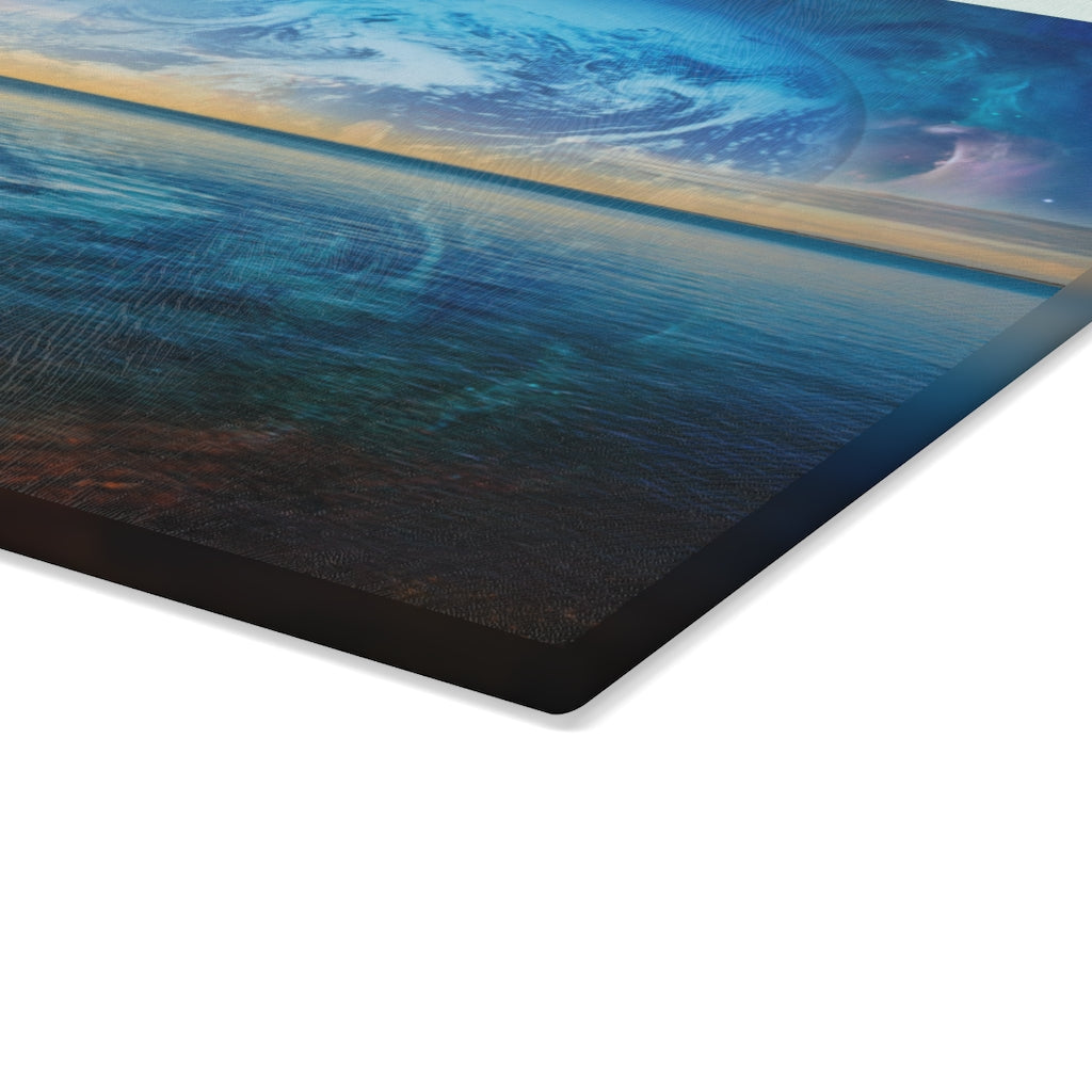 Fantasy Sunrise at the Ocean - Glass Cutting Board  8" x 11" and 11" x 15"