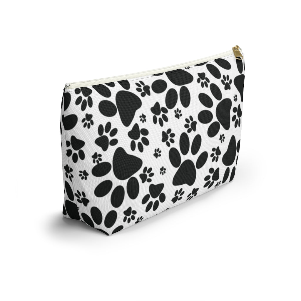 Stealthy Tracks: Black Animal Paw Prints - Makeup & Accessory Bag 2 Sizes