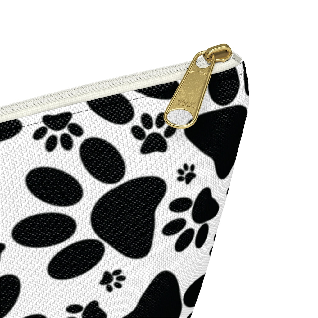 Stealthy Tracks: Black Animal Paw Prints - Makeup & Accessory Bag 2 Sizes