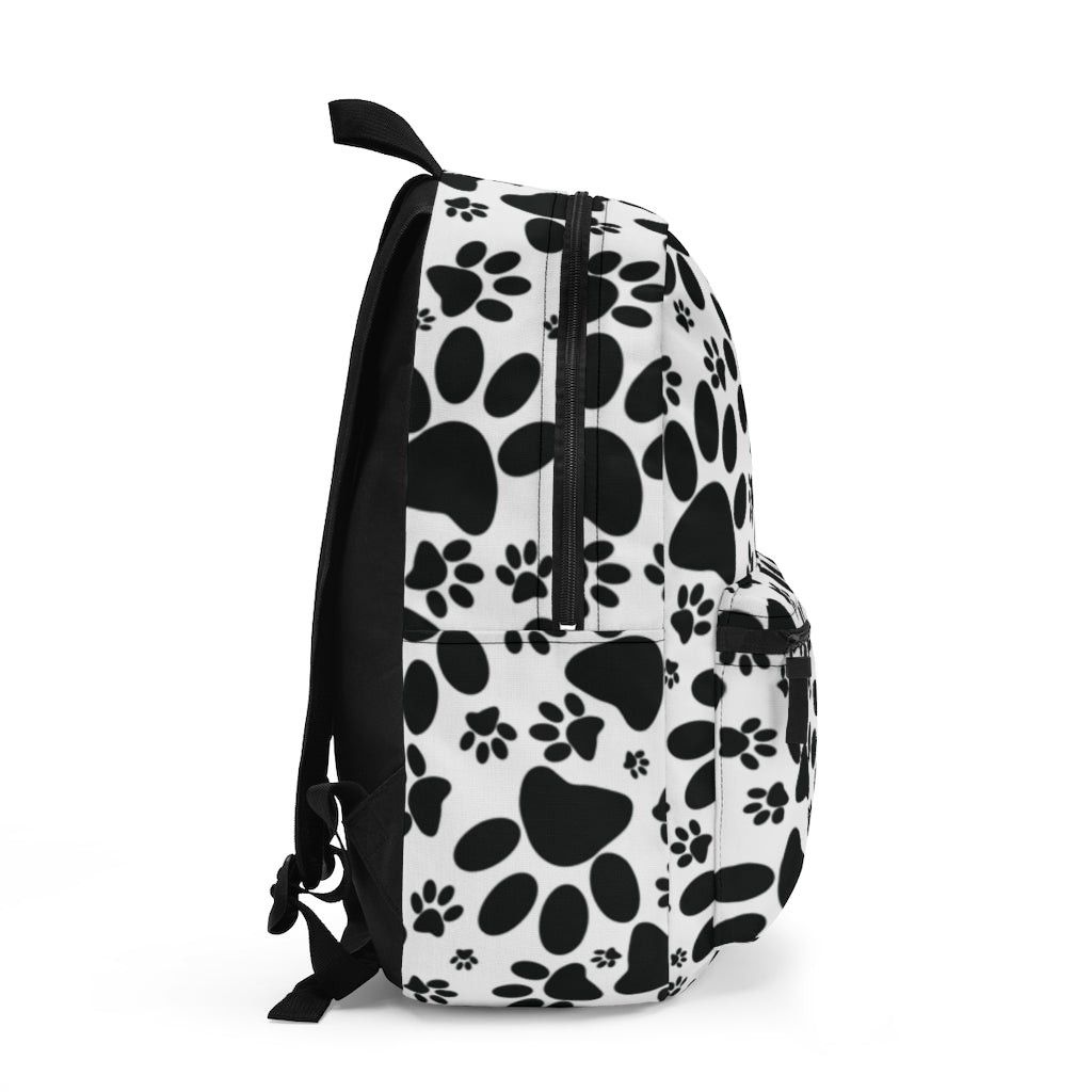 Stealthy Tracks: Black Animal Paw Prints Lightweight Backpack