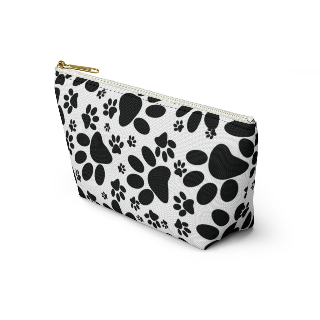 Stealthy Tracks: Black Animal Paw Prints - Makeup & Accessory Bag 2 Sizes