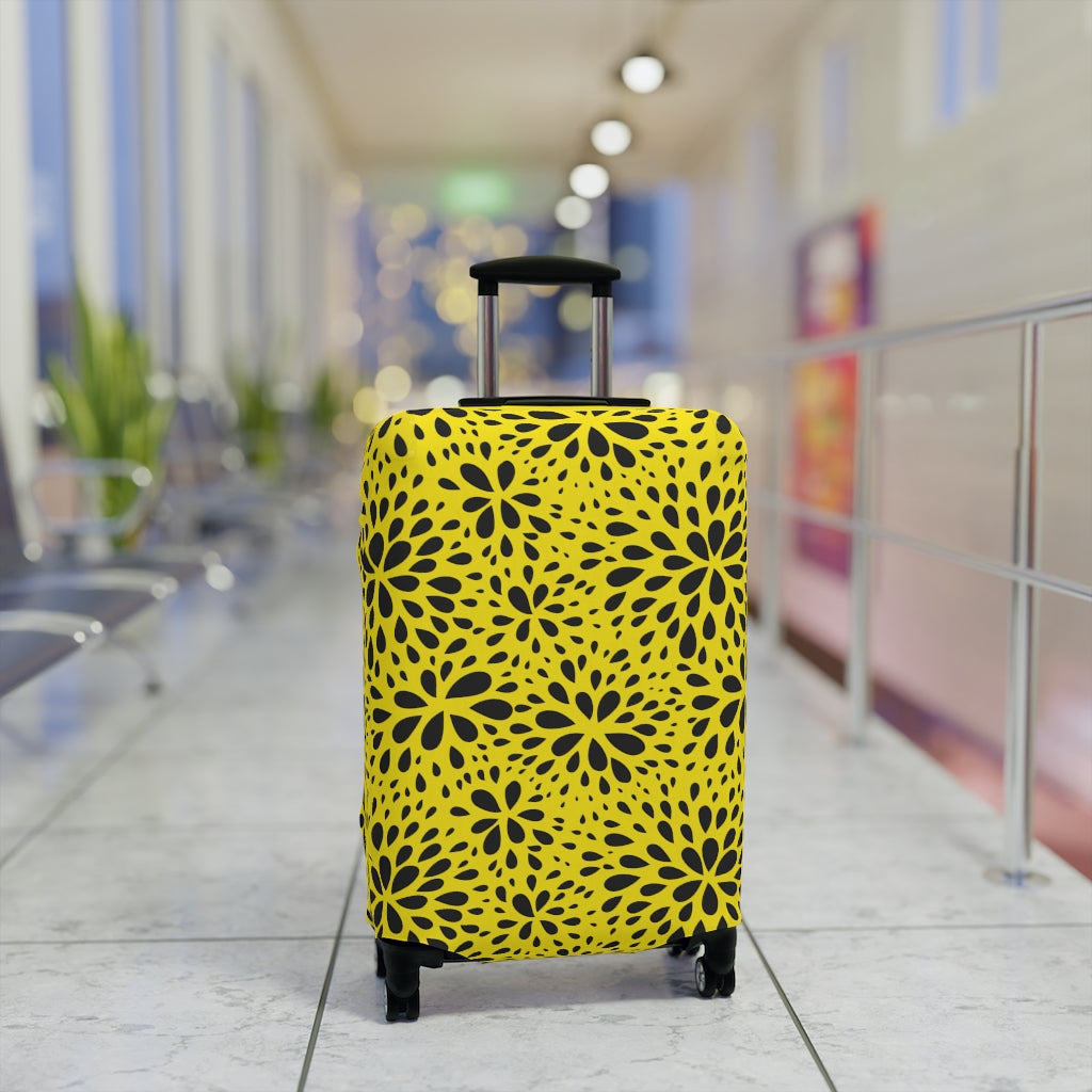 Floral Black & Yellow Floral Abstract  - Luggage Protector and Cover 3 Sizes