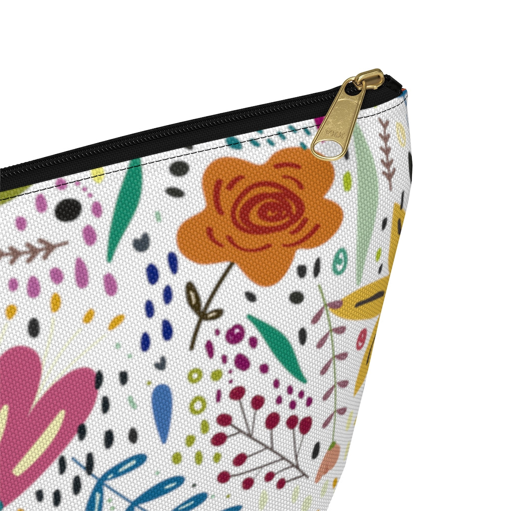 Springtime Splendor: Hand-Drawn Flowers Bursting with Vibrant Colors Design  - Makeup & Accessory Bag 2 Sizes