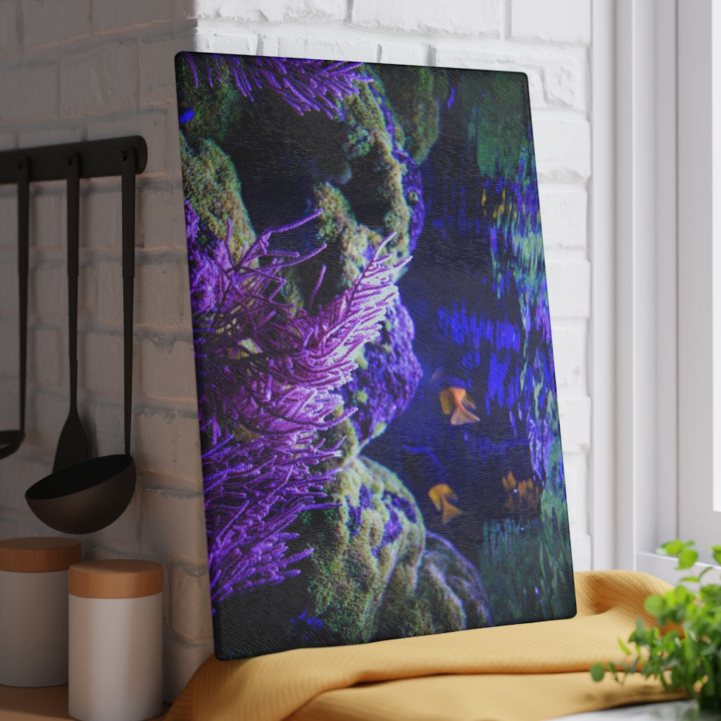 Purple Under the Sea Majestic Beauty - Glass Cutting Board  8" x 11" and 11" x 15"