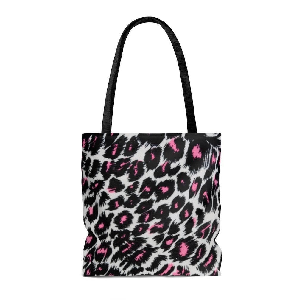 Fierce Femininity Pink and Black Leopard Print - Canvas Tote 3 Sizes