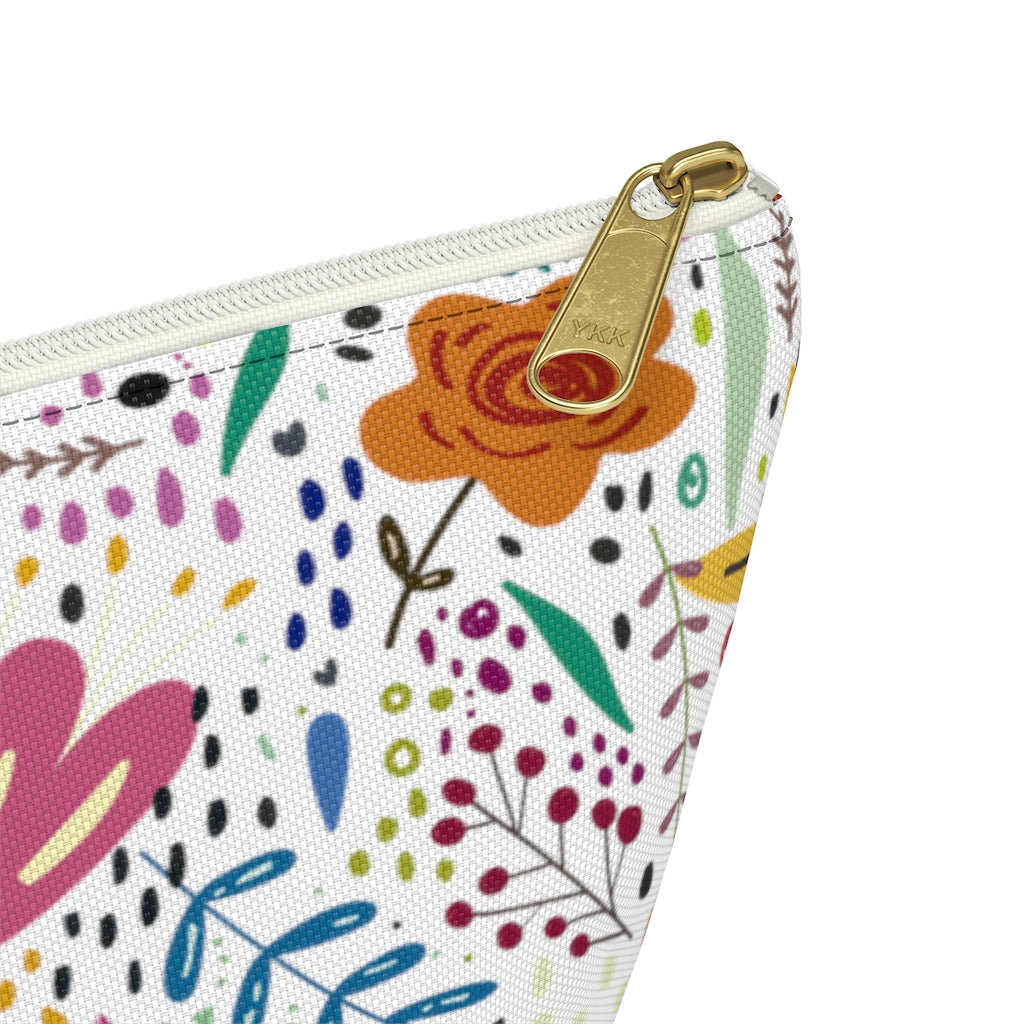 Springtime Splendor: Hand-Drawn Flowers Bursting with Vibrant Colors Design  - Makeup & Accessory Bag 2 Sizes