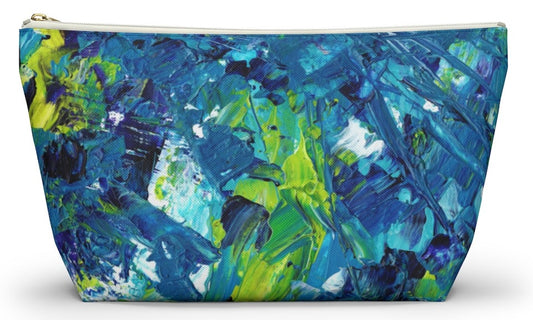 Oceanic Harmony: Abstract Blue and Green  - Makeup & Accessory Bag 2 Sizes