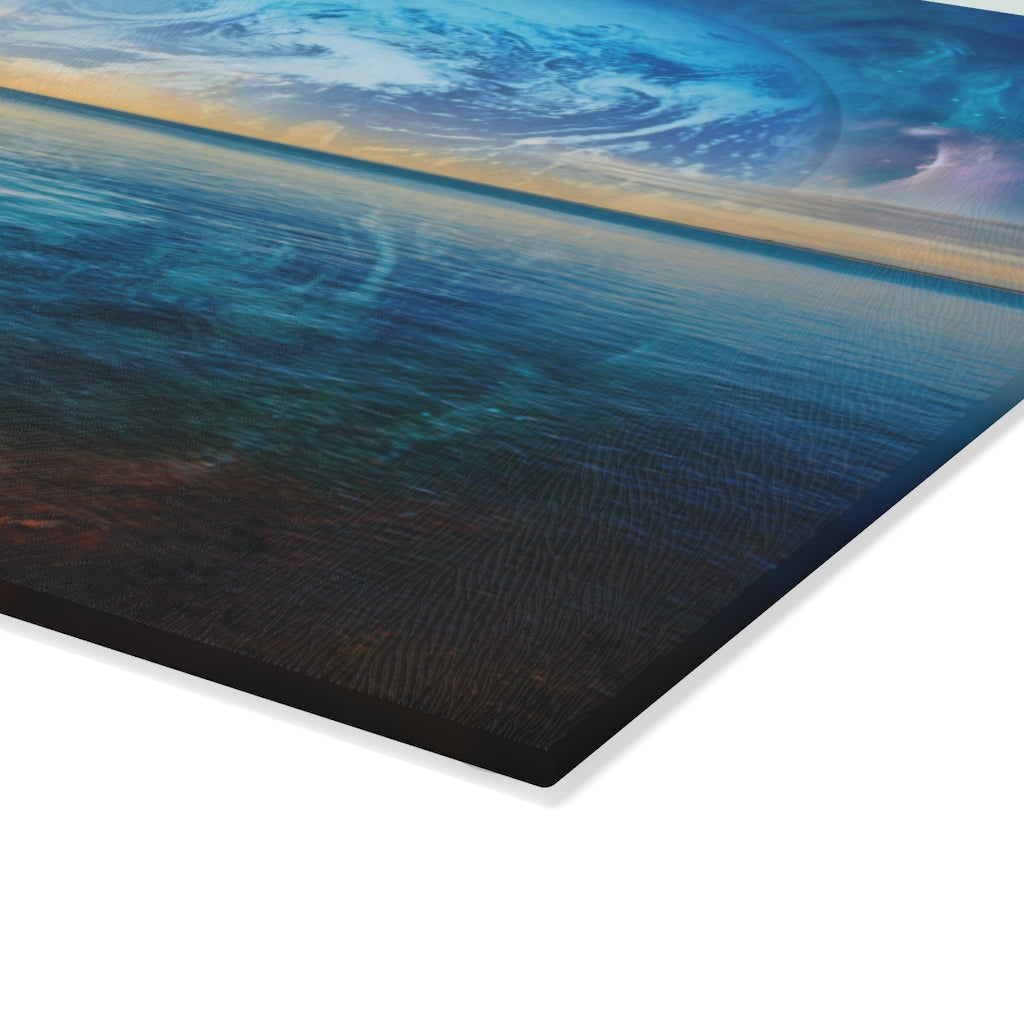 Fantasy Sunrise at the Ocean - Glass Cutting Board  8" x 11" and 11" x 15"