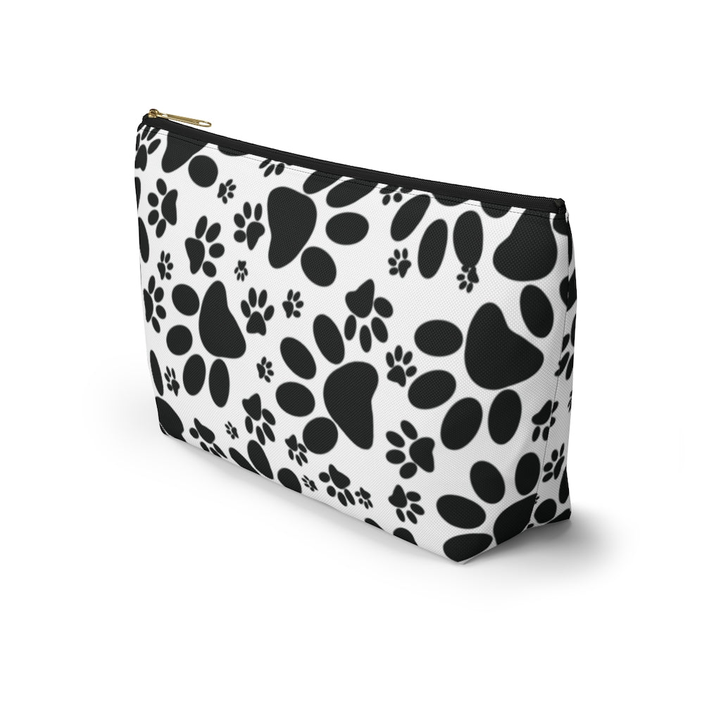 Stealthy Tracks: Black Animal Paw Prints - Makeup & Accessory Bag 2 Sizes