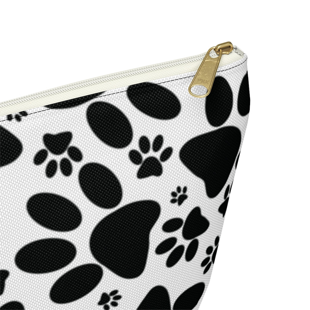 Stealthy Tracks: Black Animal Paw Prints - Makeup & Accessory Bag 2 Sizes