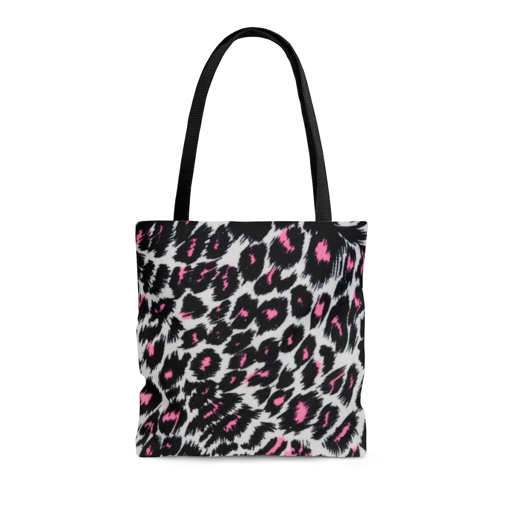 Fierce Femininity Pink and Black Leopard Print - Canvas Tote 3 Sizes