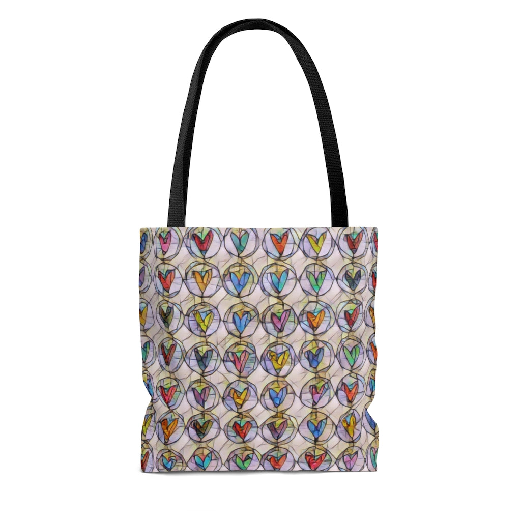 Colorful Abstract Hearts - Canvas Tote 3 Sizes