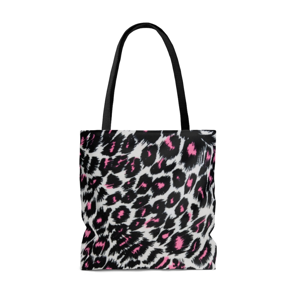 Fierce Femininity Pink and Black Leopard Print - Canvas Tote 3 Sizes