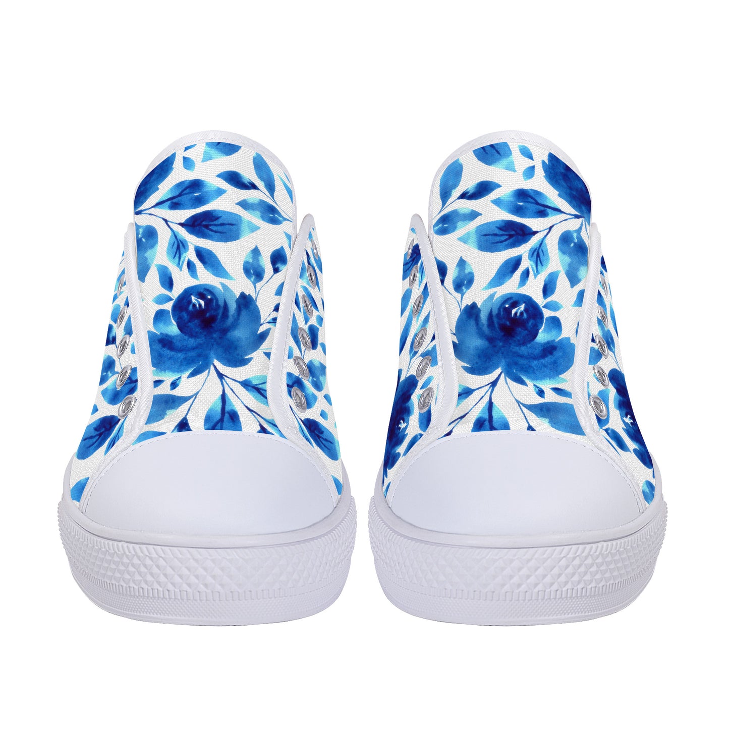 Springtime Blues Floral Print Canvas Sneakers