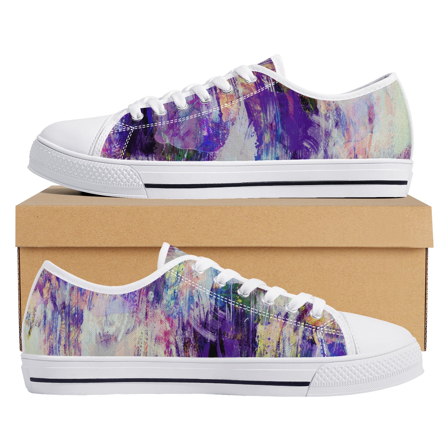 Purple Spring Abstract Print Canvas Sneakers