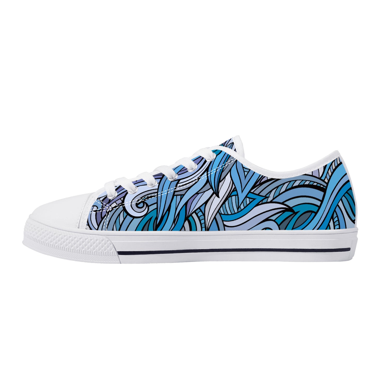 Blue Ocean Swirls Canvas Sneakers