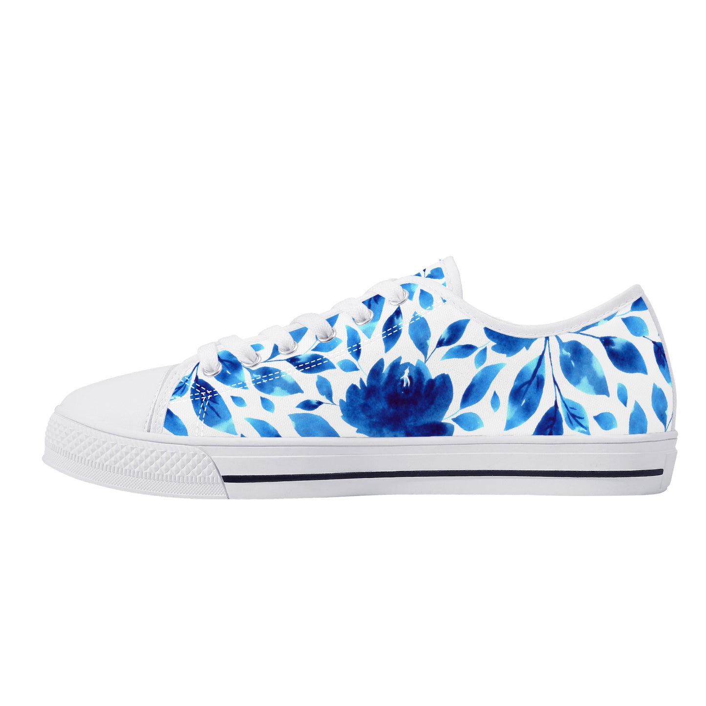 Springtime Blues Floral Print Canvas Sneakers