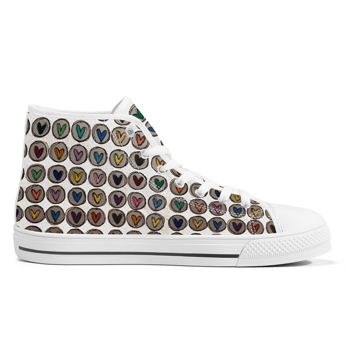 Crazy Circle Hearts Converse Style High Tops