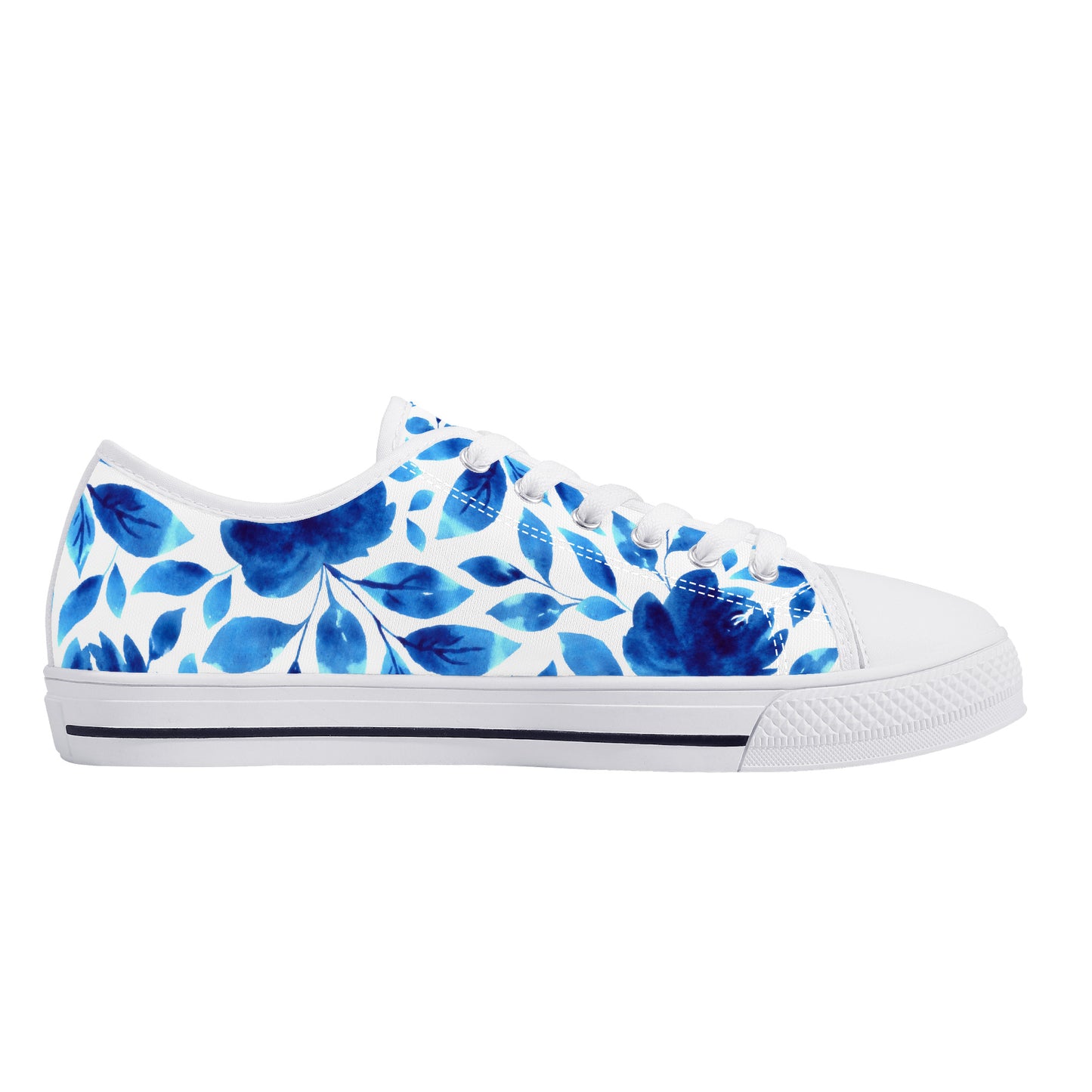 Springtime Blues Floral Print Canvas Sneakers