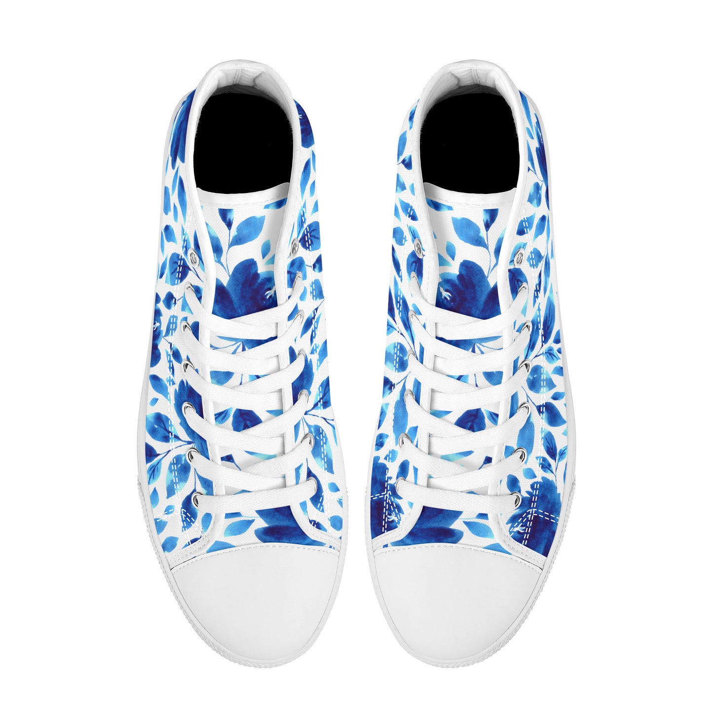 Springtime Blues Floral Converse Style High Tops