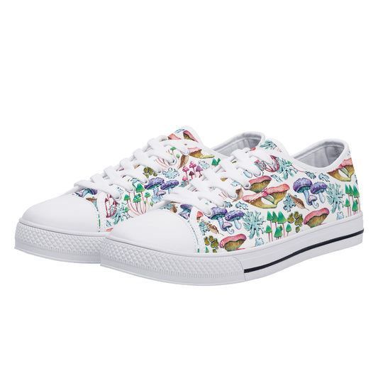 Psychedelic Mushroom Garden Print Canvas Sneakers