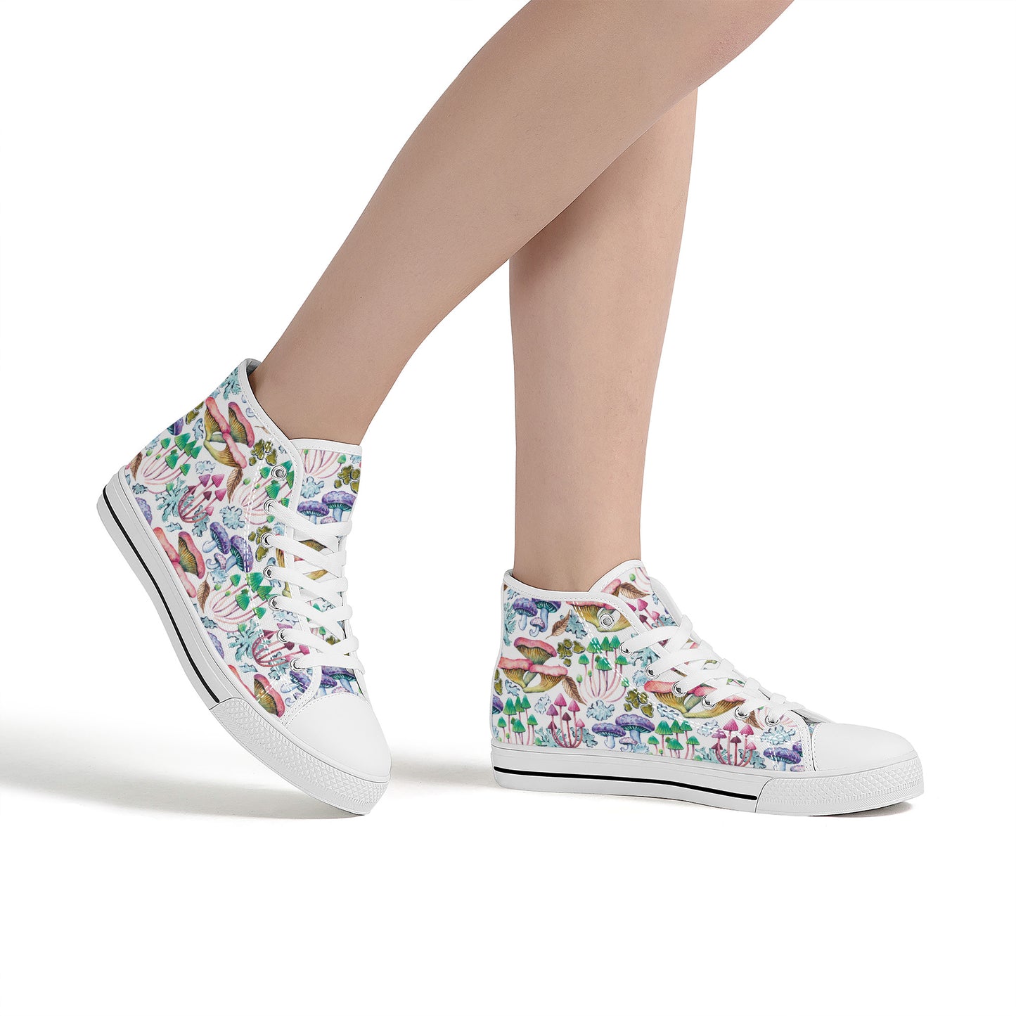 Psychedelic Mushroom Garden Converse Style High Tops