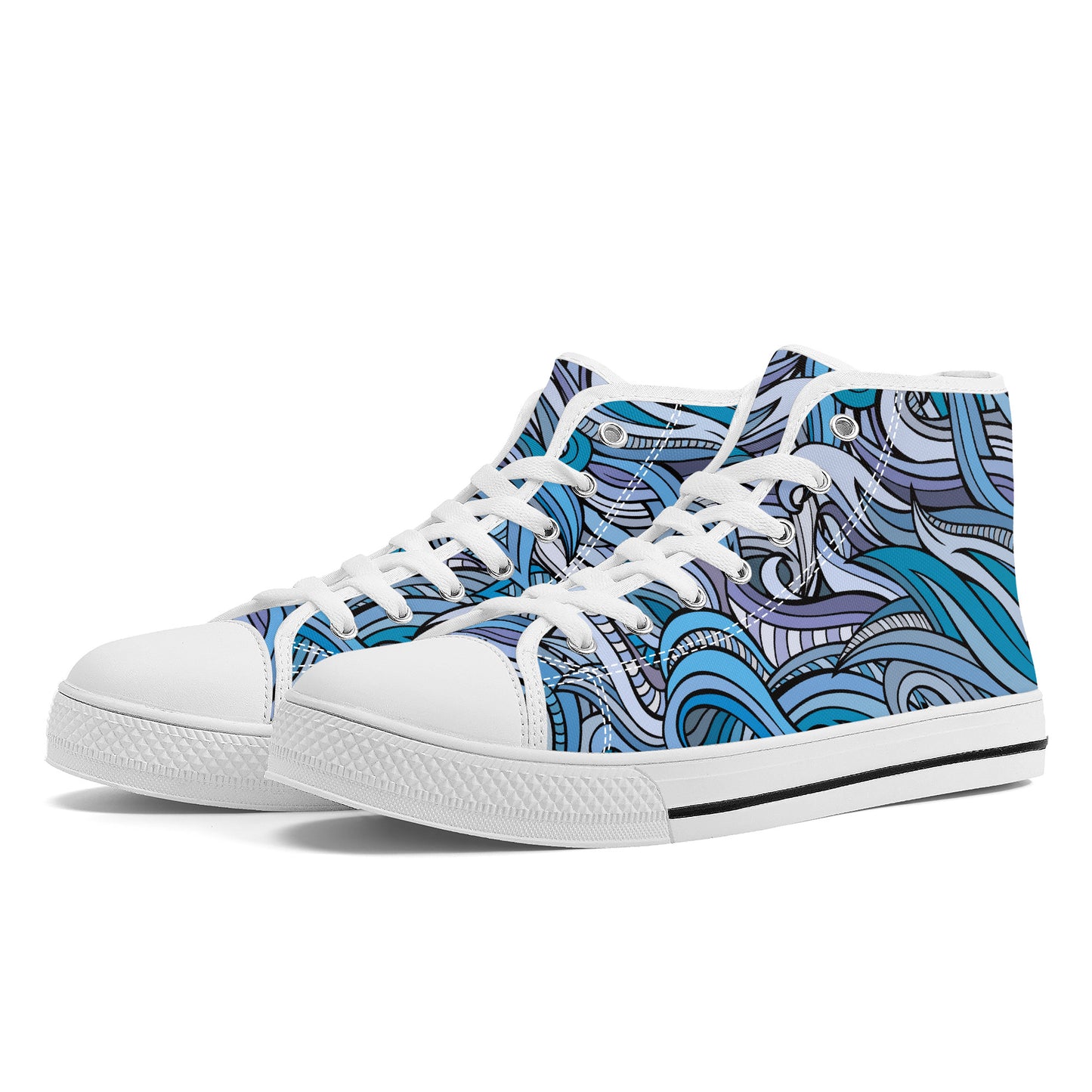 Blue Ocean Swirls Converse Style High Tops