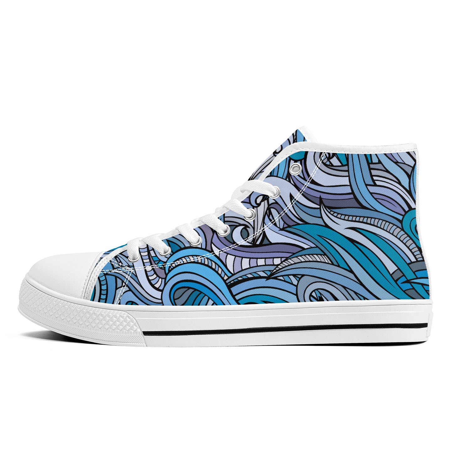 Blue Ocean Swirls Converse Style High Tops