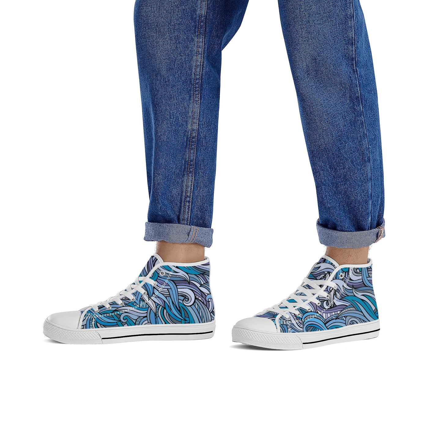 Blue Ocean Swirls Converse Style High Tops