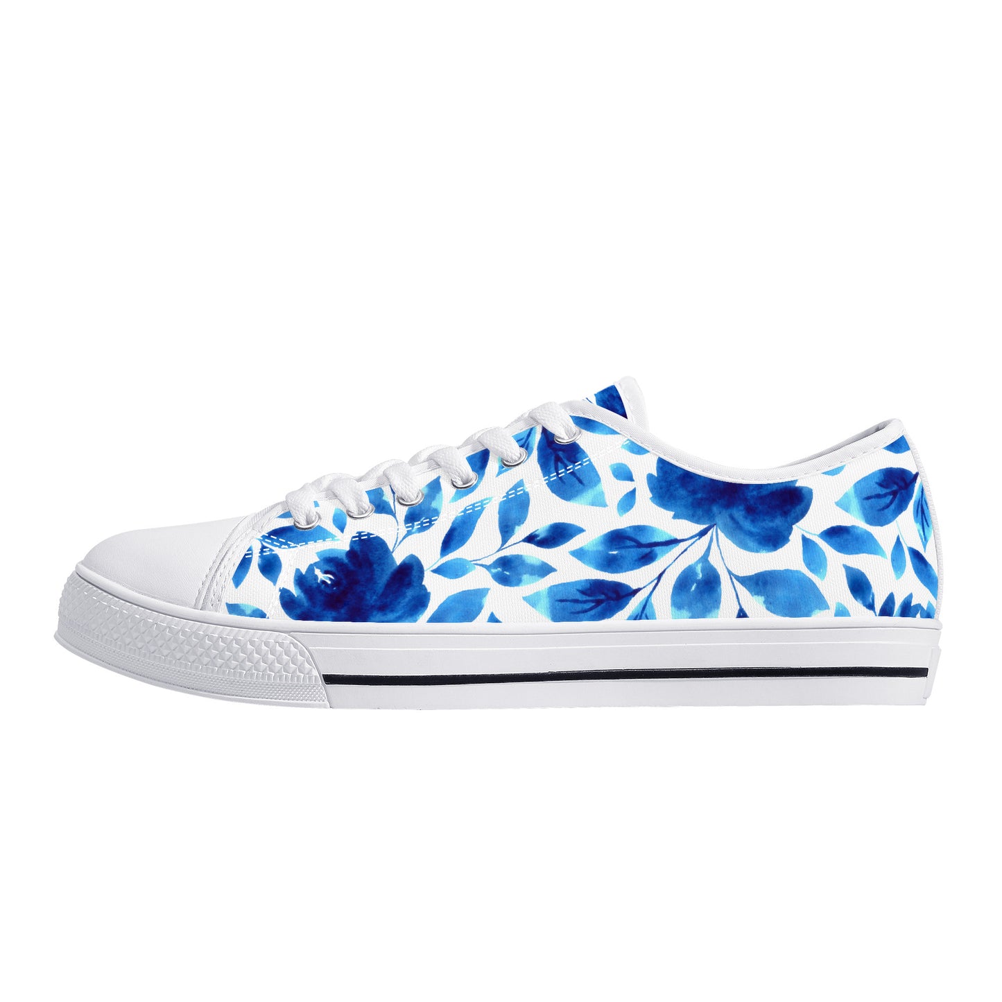 Springtime Blues Floral Print Canvas Sneakers