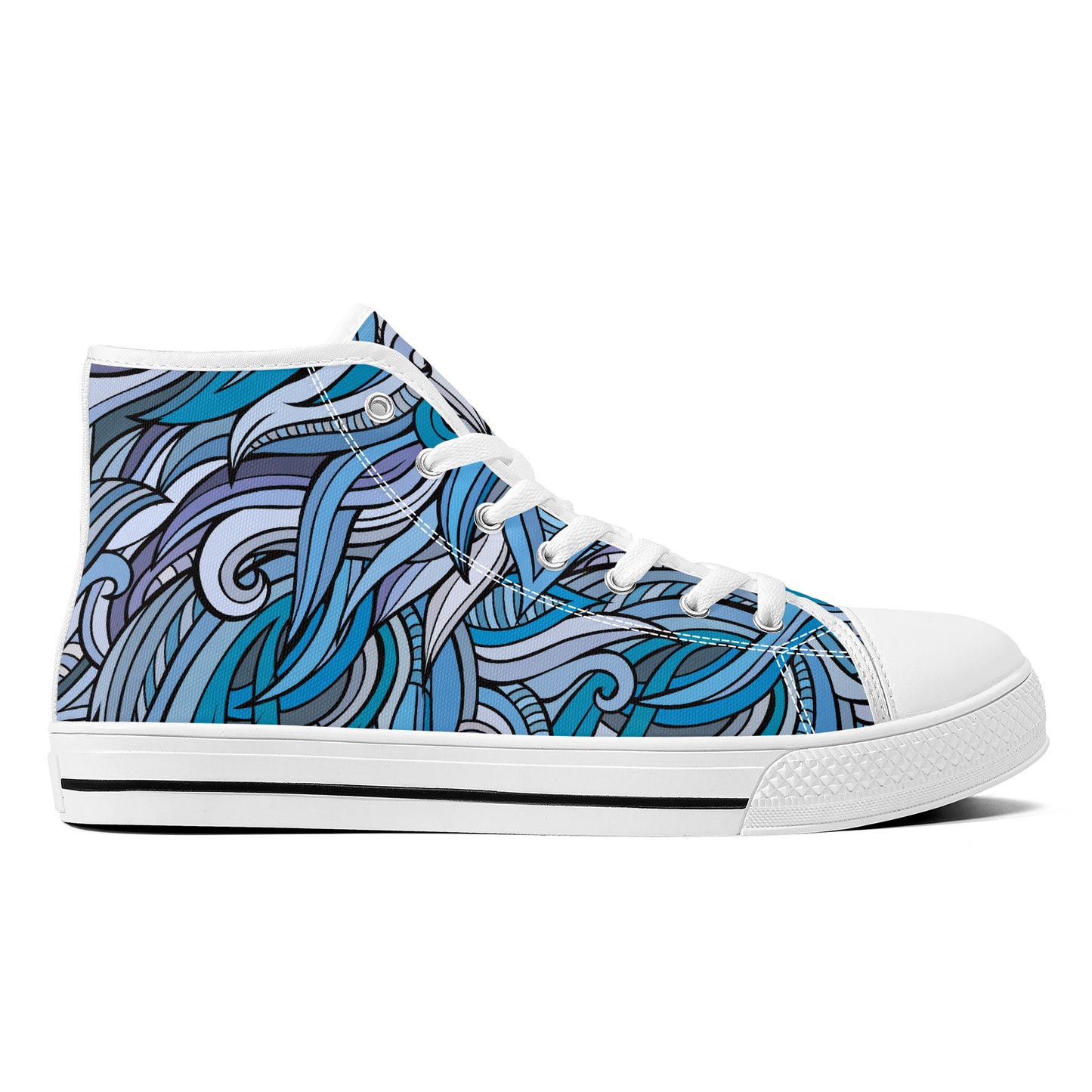 Blue Ocean Swirls Converse Style High Tops