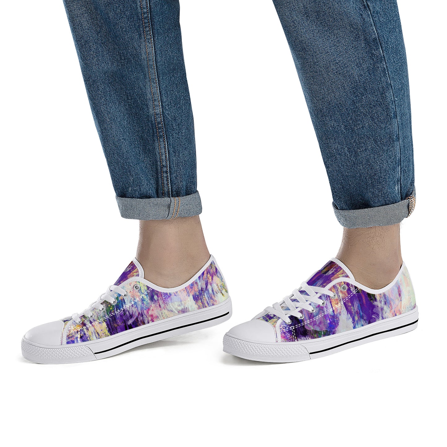 Purple Spring Abstract Print Canvas Sneakers