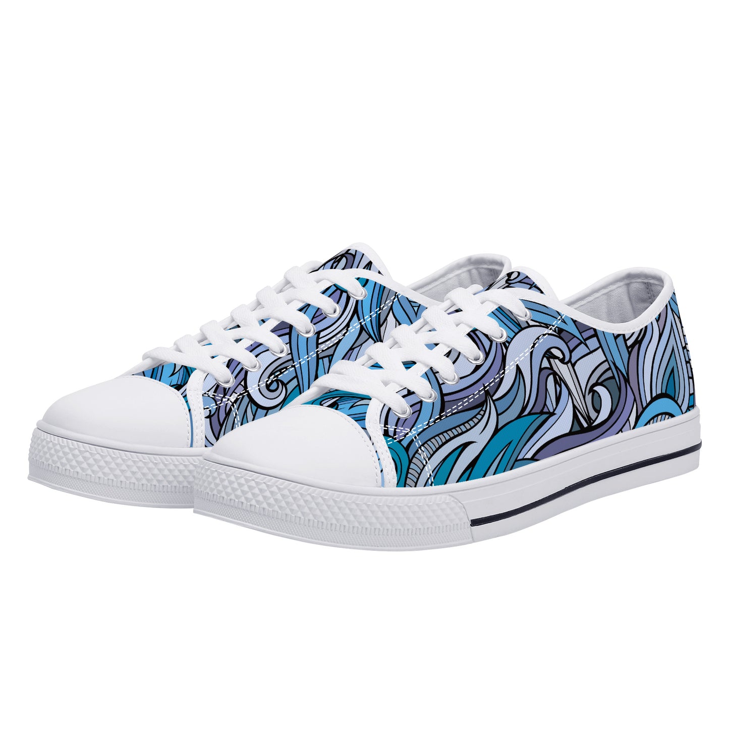 Blue Ocean Swirls Canvas Sneakers