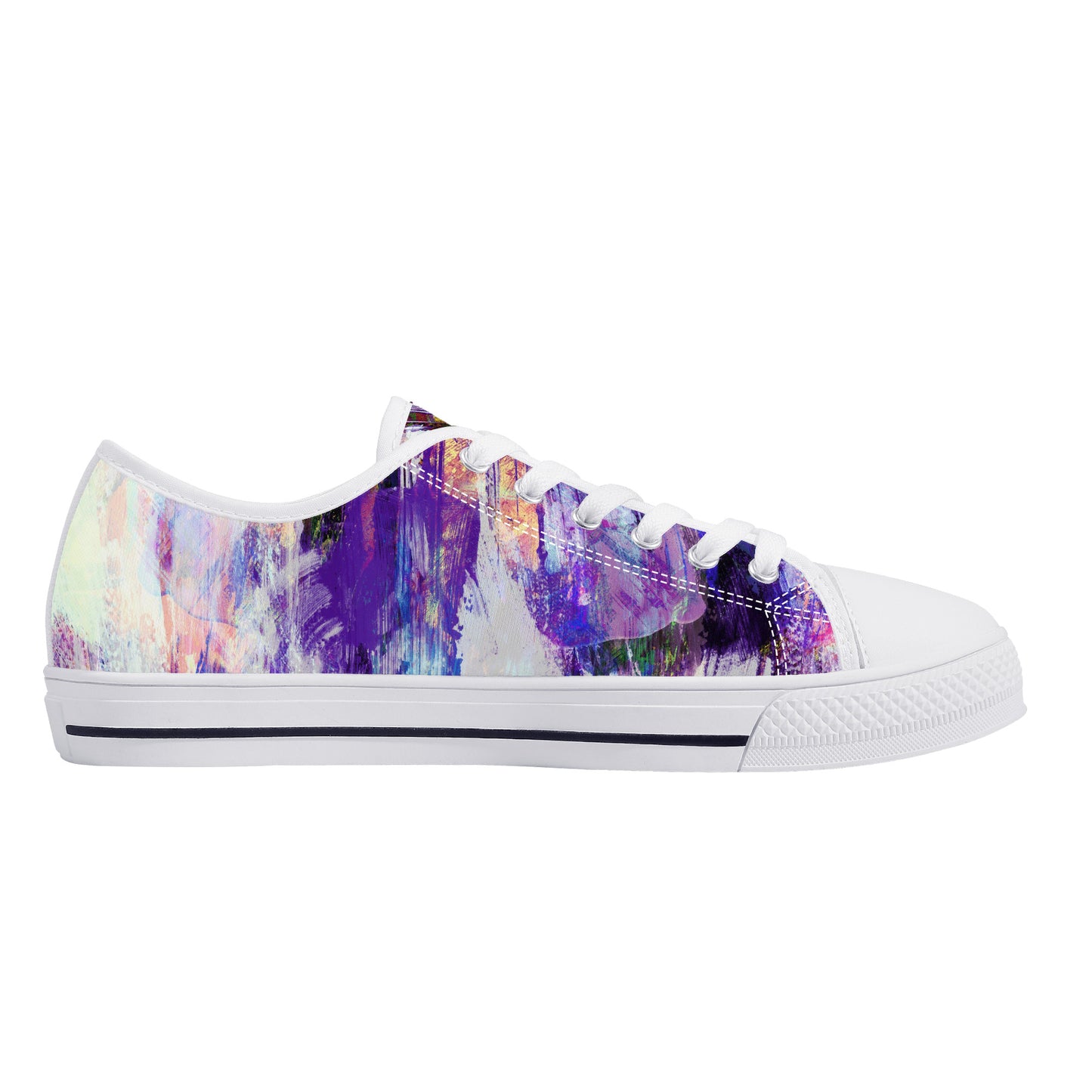 Purple Spring Abstract Print Canvas Sneakers