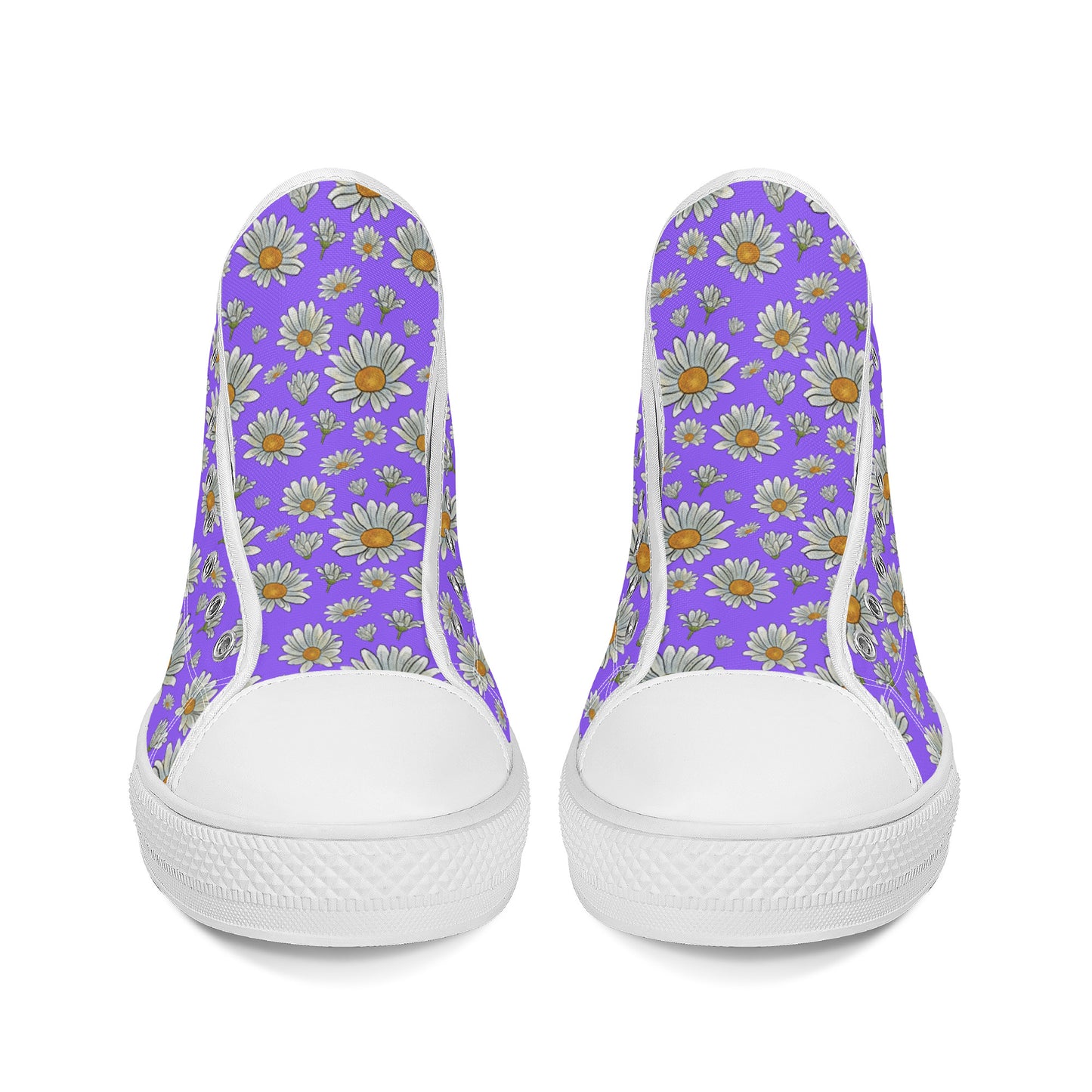 Summer Daisies on Purple Converse Style High Tops