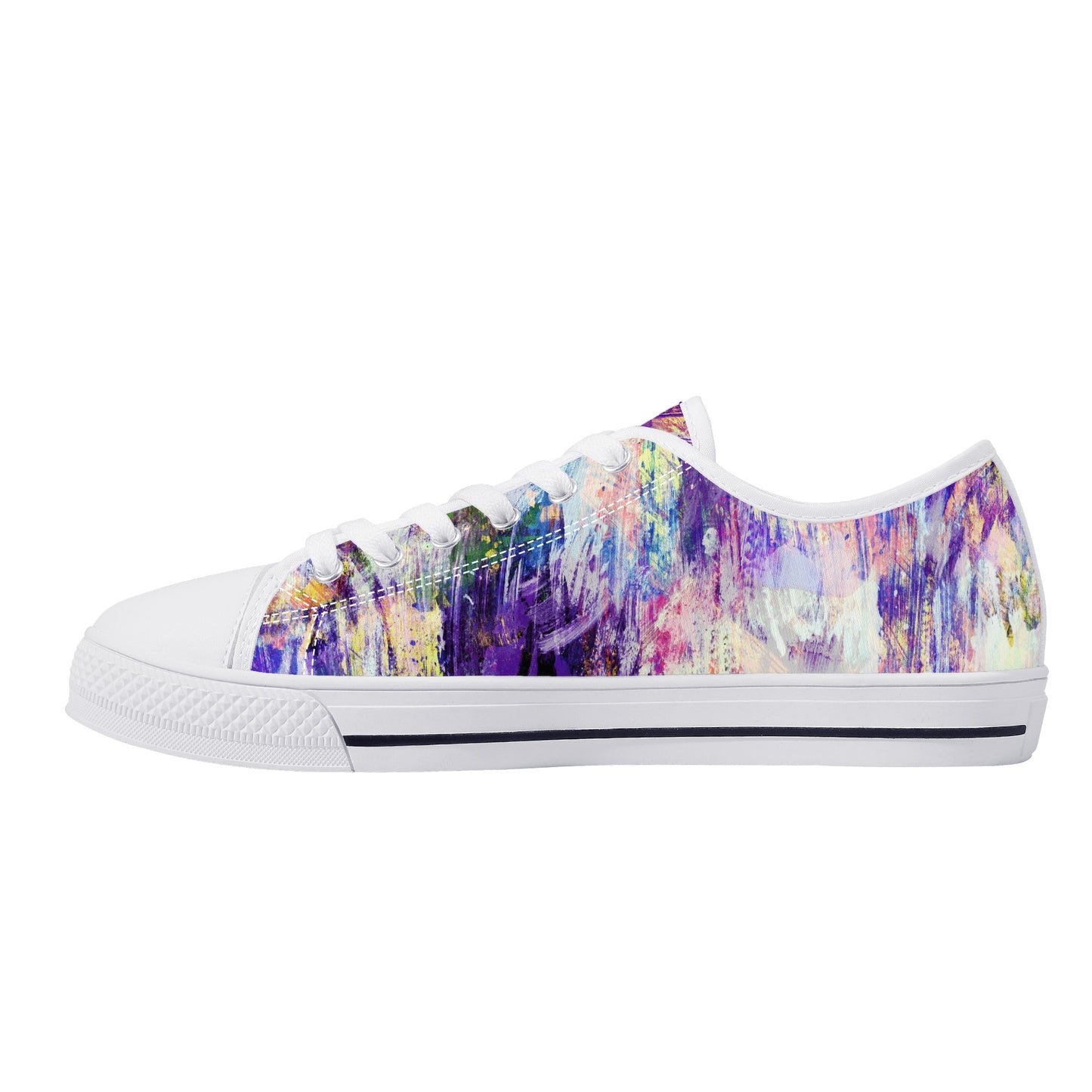 Purple Spring Abstract Print Canvas Sneakers