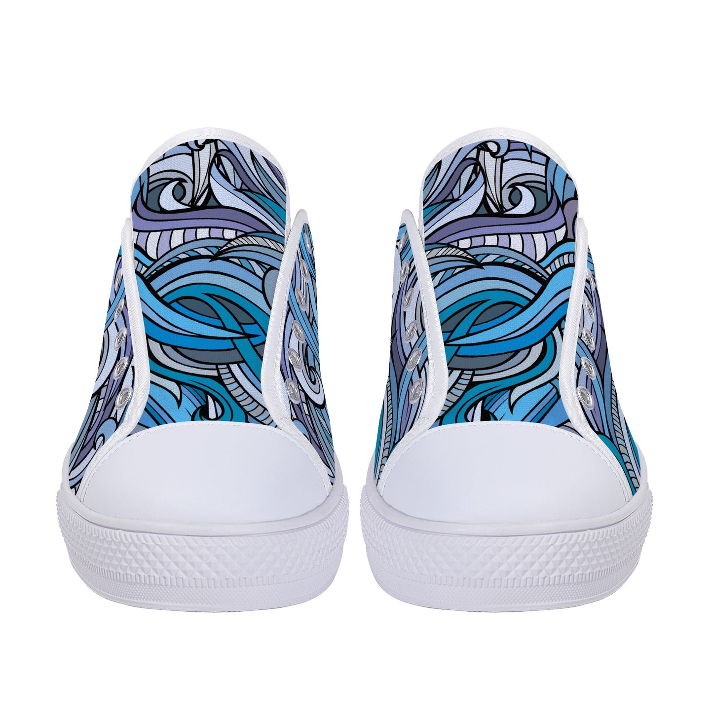 Blue Ocean Swirls Canvas Sneakers