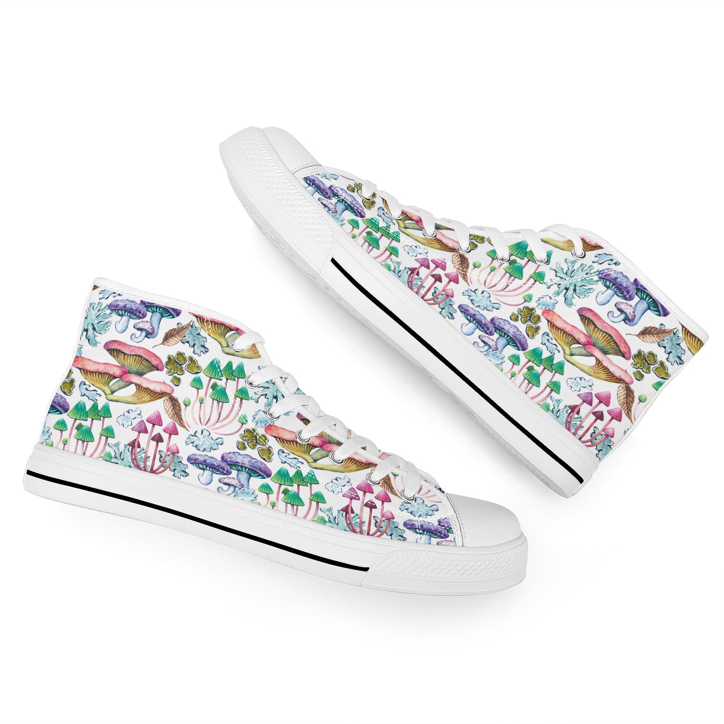 Psychedelic Mushroom Garden Converse Style High Tops