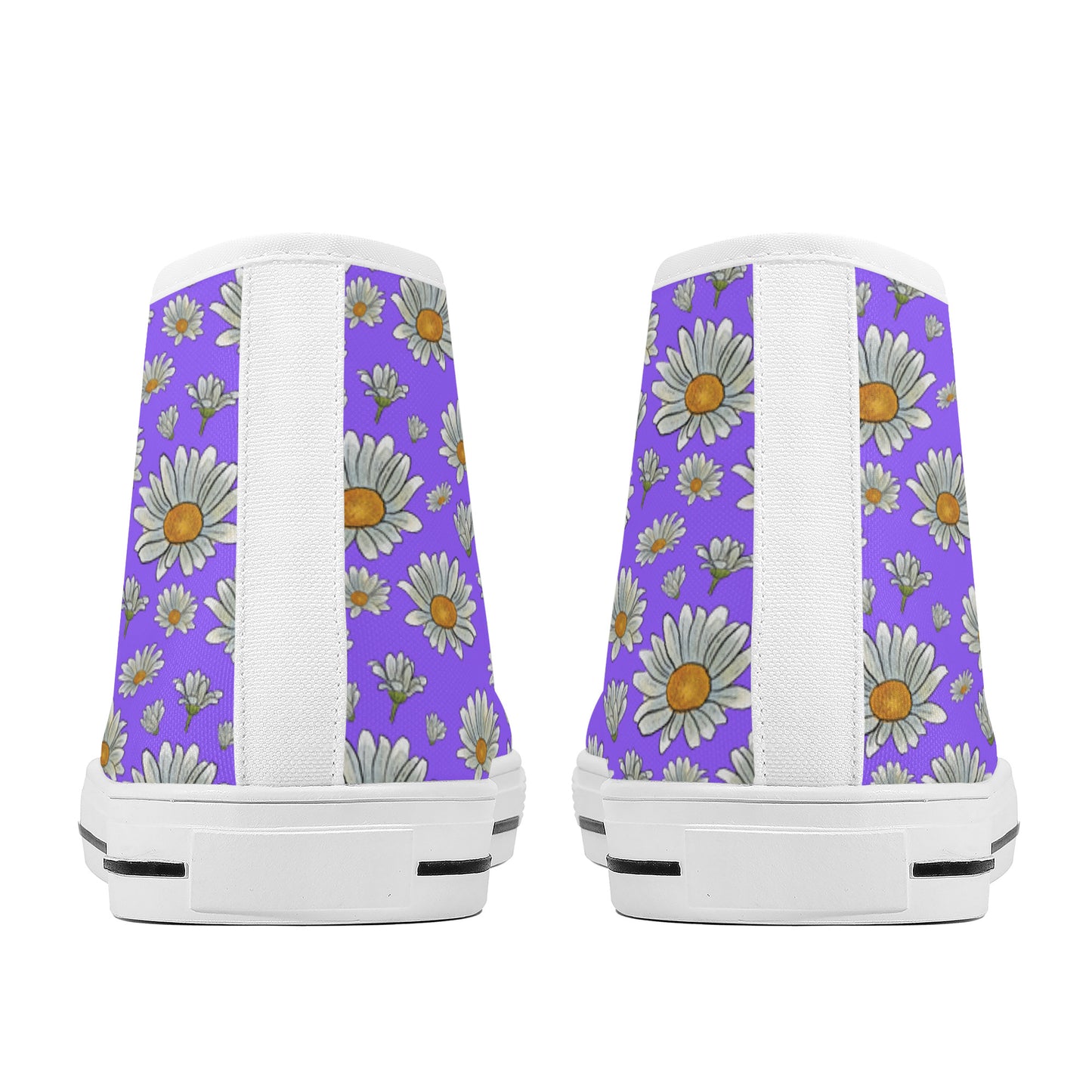 Summer Daisies on Purple Converse Style High Tops