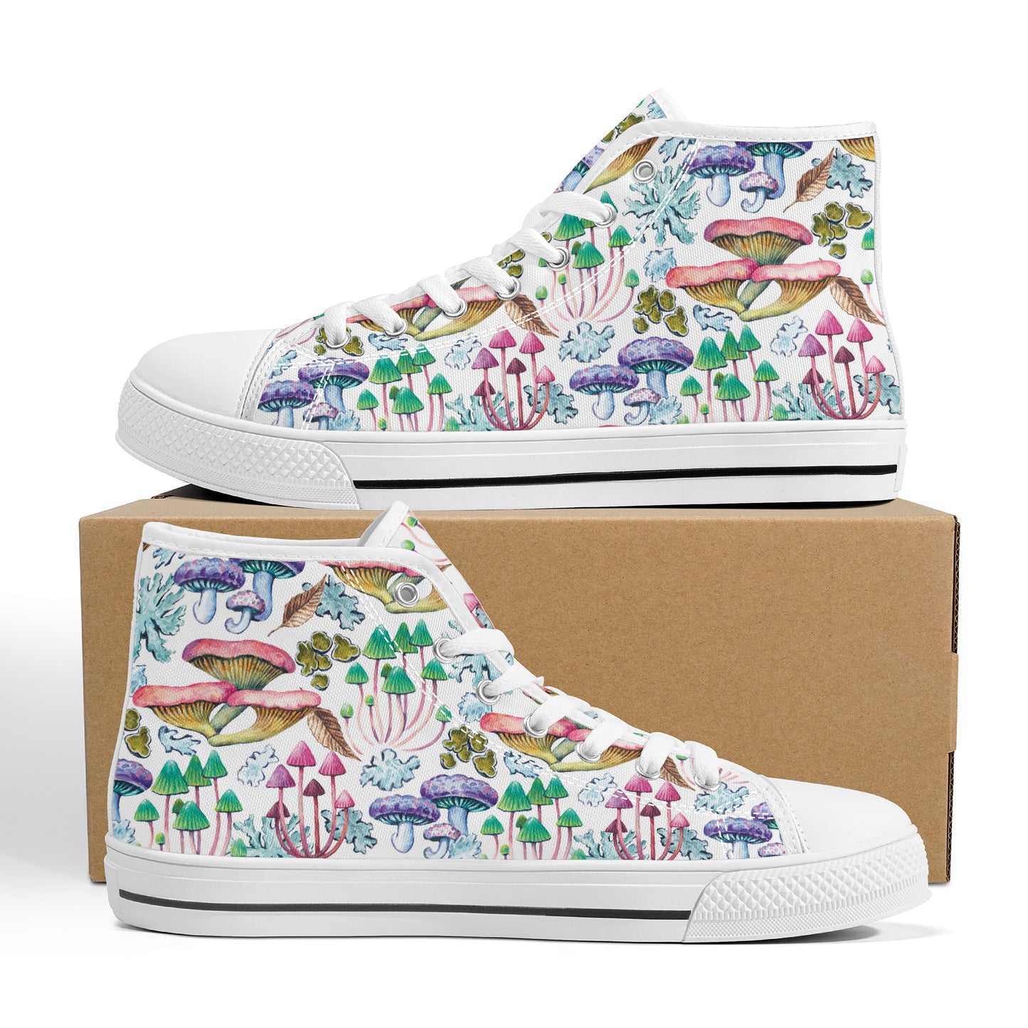 Psychedelic Mushroom Garden Converse Style High Tops