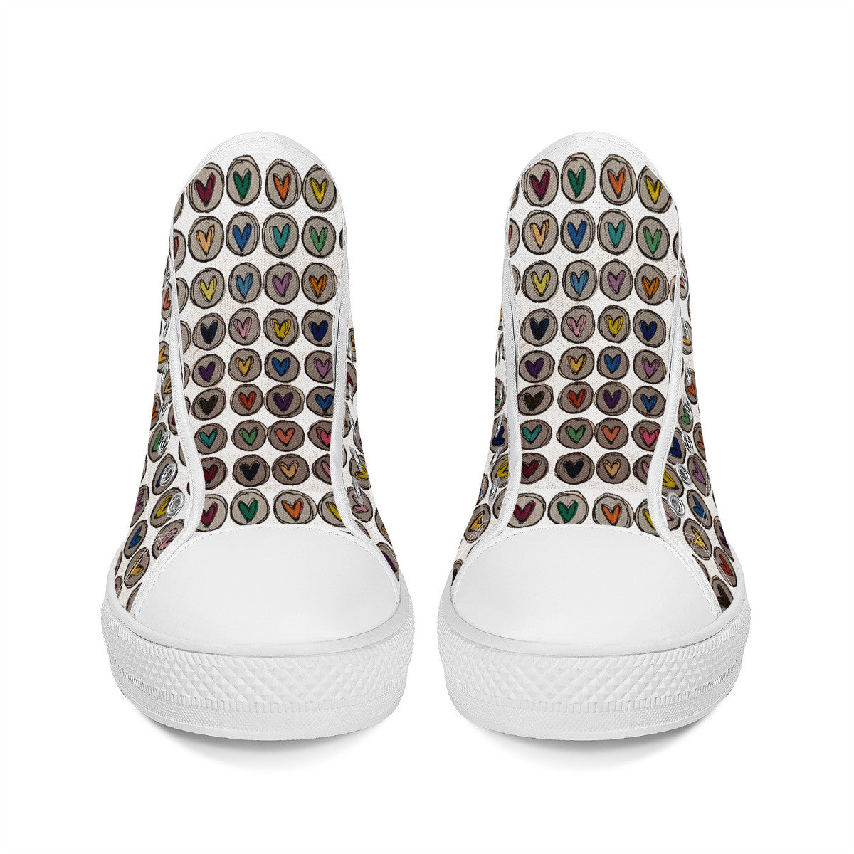 Crazy Circle Hearts Converse Style High Tops