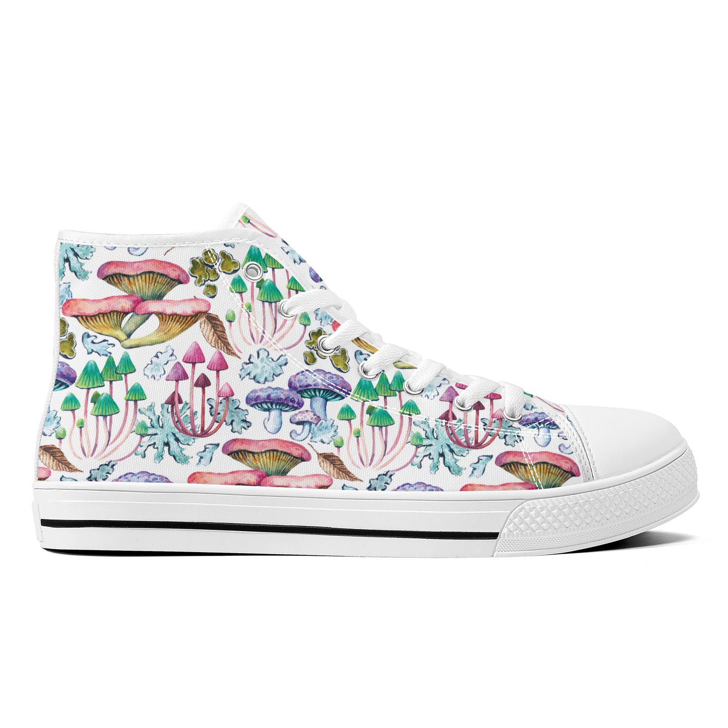 Psychedelic Mushroom Garden Converse Style High Tops